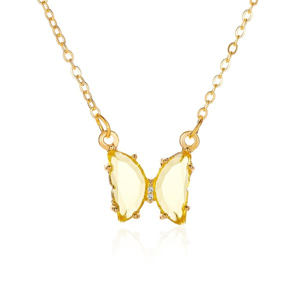 Wholesale Alloy Glass Butterfly Necklace